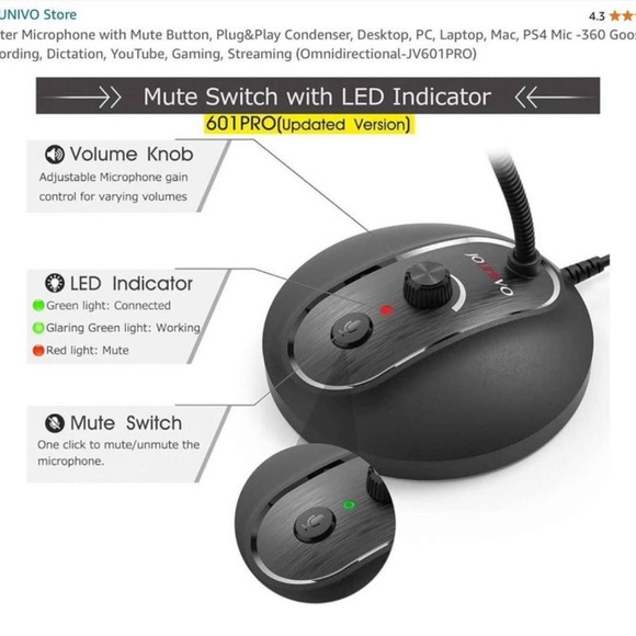USB computer microphone like new working condition. Great for zoom meetings. - Picture 3 of 5